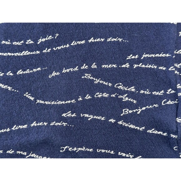 Nice Things Paloma S Anthropologie Top Womens Small Navy White French Script - Picture 7 of 14